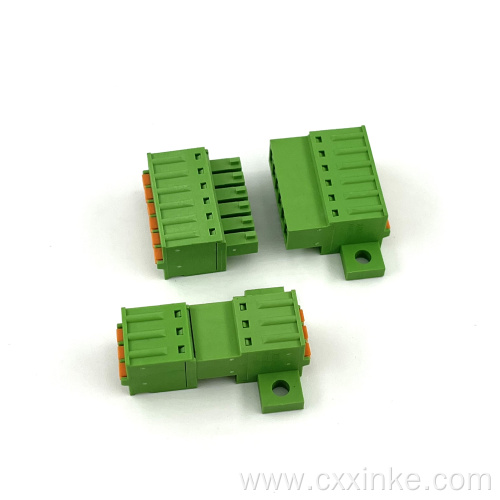 Spring-pressed male-female to plug-in terminal blocks can be fixed to the panel